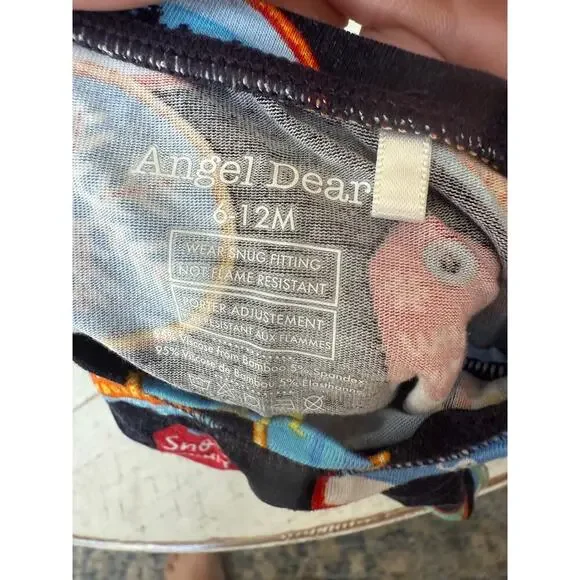 Angel Dear Baby Black Vintage Ski Patch Long Sleeve Loungewear Set Size 6-12 M - Picture 4 of 5